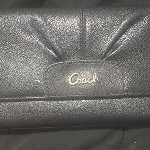 Coach Midnight Black Leather Wristlet